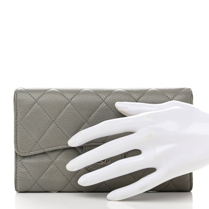 Chanel Caviar Quilted Large Flap Wallet Grey 2 of 10