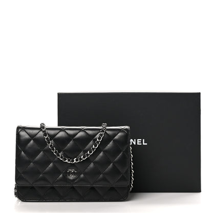 Chanel Lambskin Quilted Wallet On Chain WOC Black 13 of 13