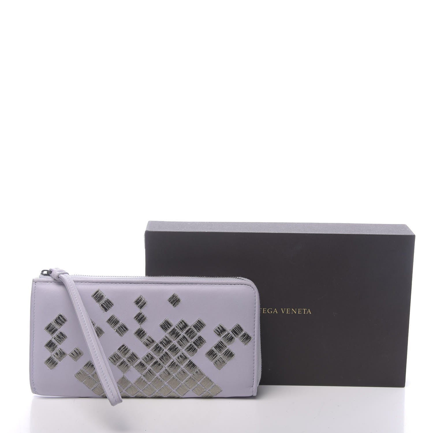 Bottega Veneta Nappa Intrecciato Ayers Half Zip Around Wallet Lilac 7 of 7