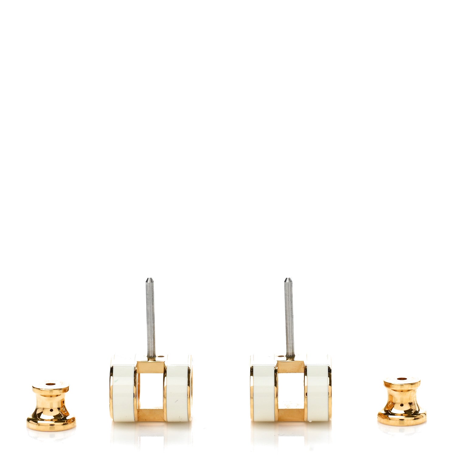 Hermes Gold Lacquered Pop H Earrings White 3 of 6