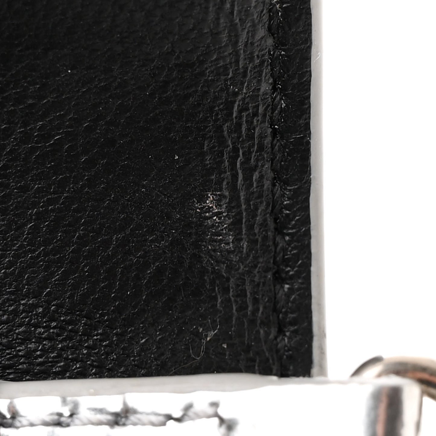 Metallic Calfskin Crocodile Embossed Hourglass Chain Bag Silver