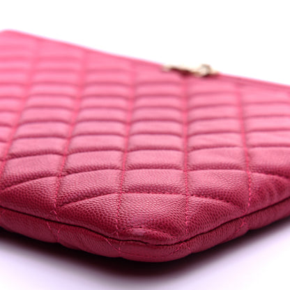 Chanel Caviar Quilted Medium Boy Cosmetic Case Dark Pink 7 of 10