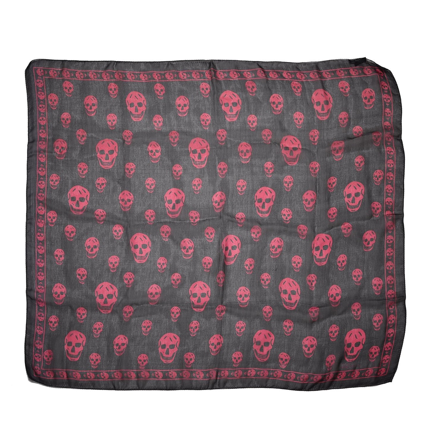 Silk Chiffon Skull Scarf Black Pink