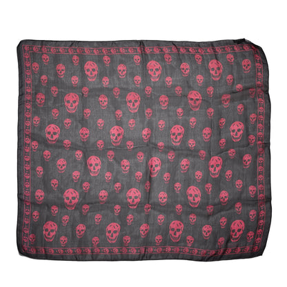 Alexander McQueen Silk Chiffon Skull Scarf Black Pink 3 of 7