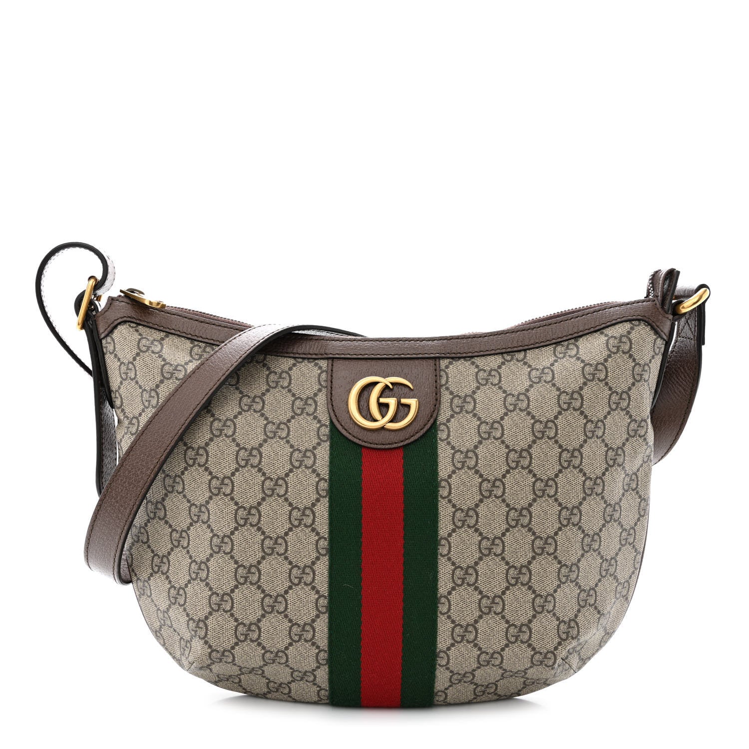 Gucci GG Supreme Monogram Web Small Ophidia Half Moon Hobo Brown 1 of 10