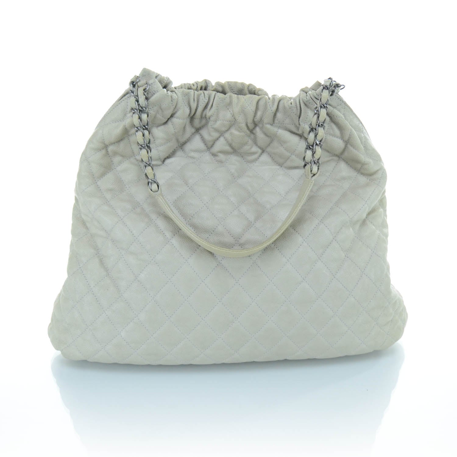 Chanel Caviar Quilted Large Elastic Tote Gray 3 of 10