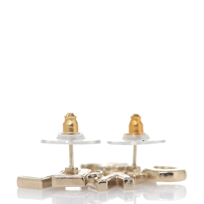 Chanel Crystal Pearl Signature Stud Earrings Gold 3 of 3
