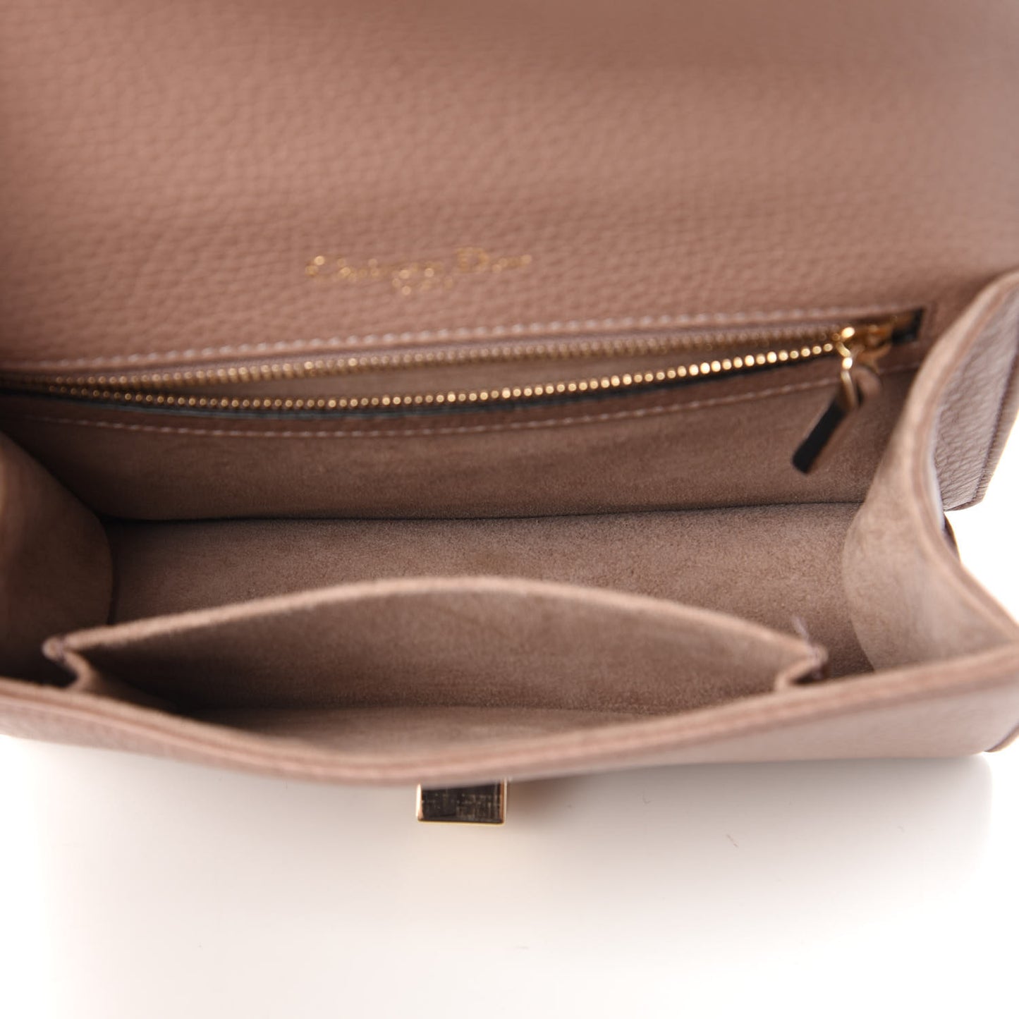 Grained Calfskin Small Diorama Flap Bag Taupe
