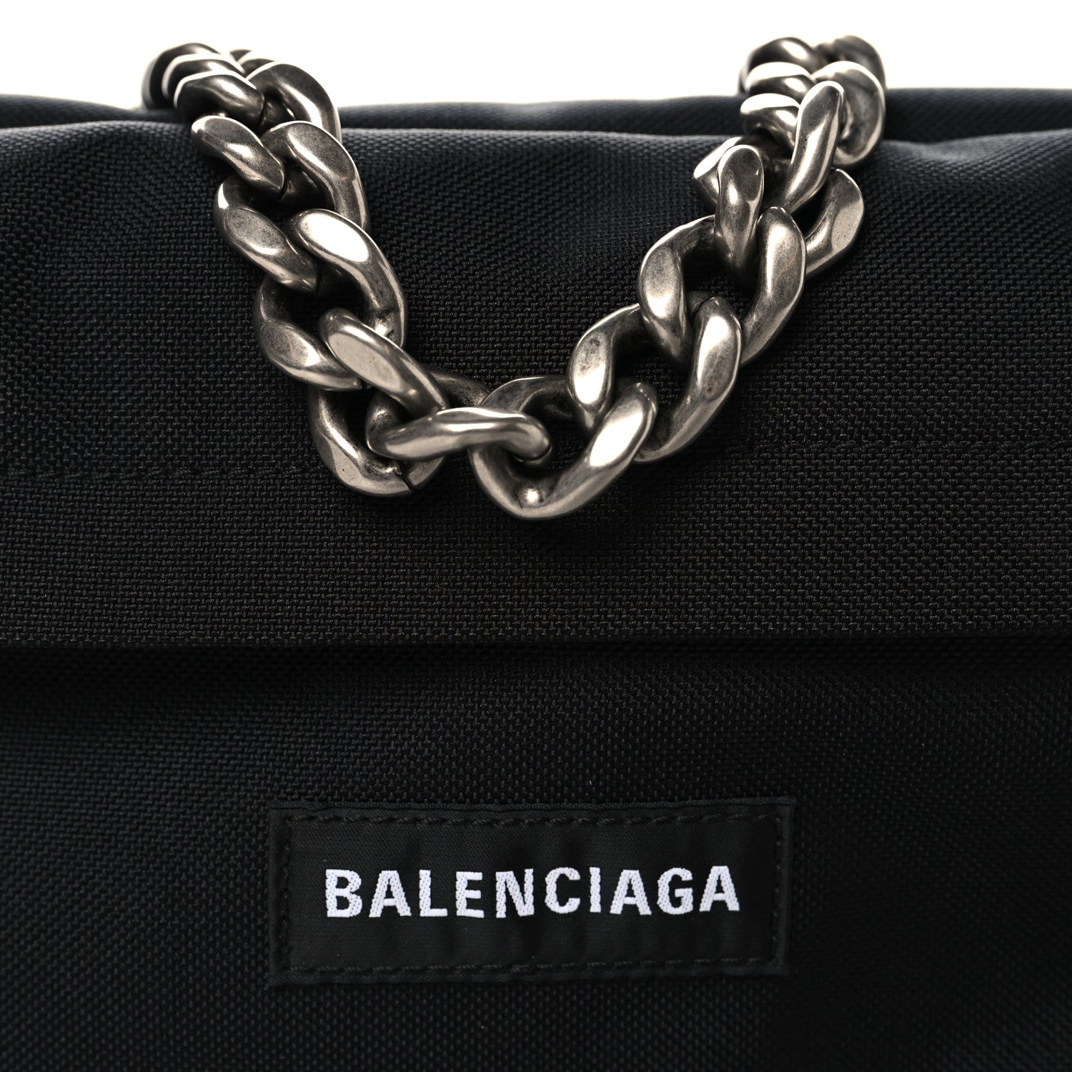 Balenciaga Recycled Sport Nylon Chain Logo Medium Raver Bag Black 8 of 10