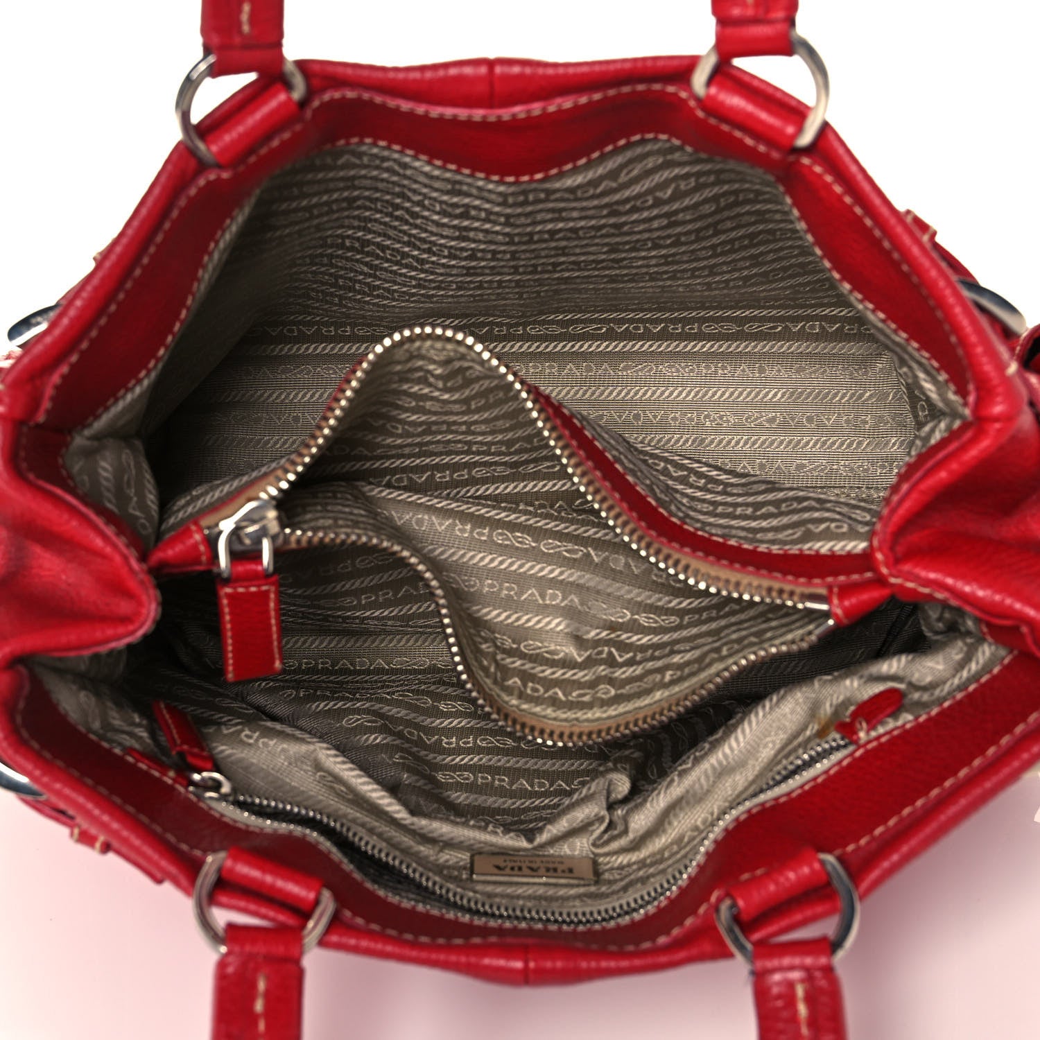 Prada Vitello Daino Shoulder Bag Rosso 4 of 12