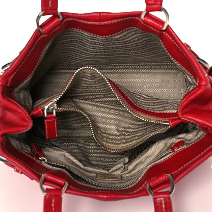 Prada Vitello Daino Shoulder Bag Rosso 4 of 12