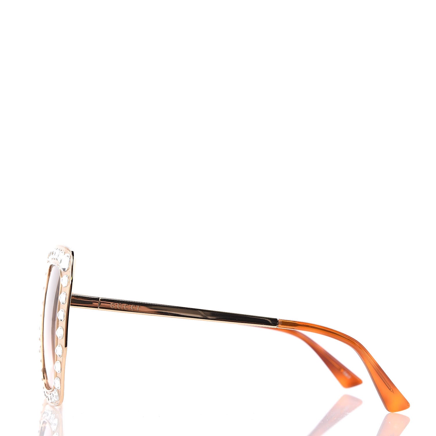 Gucci Metal Acetate Crystal Oversize GG0115S Sunglasses Gold 2 of 7