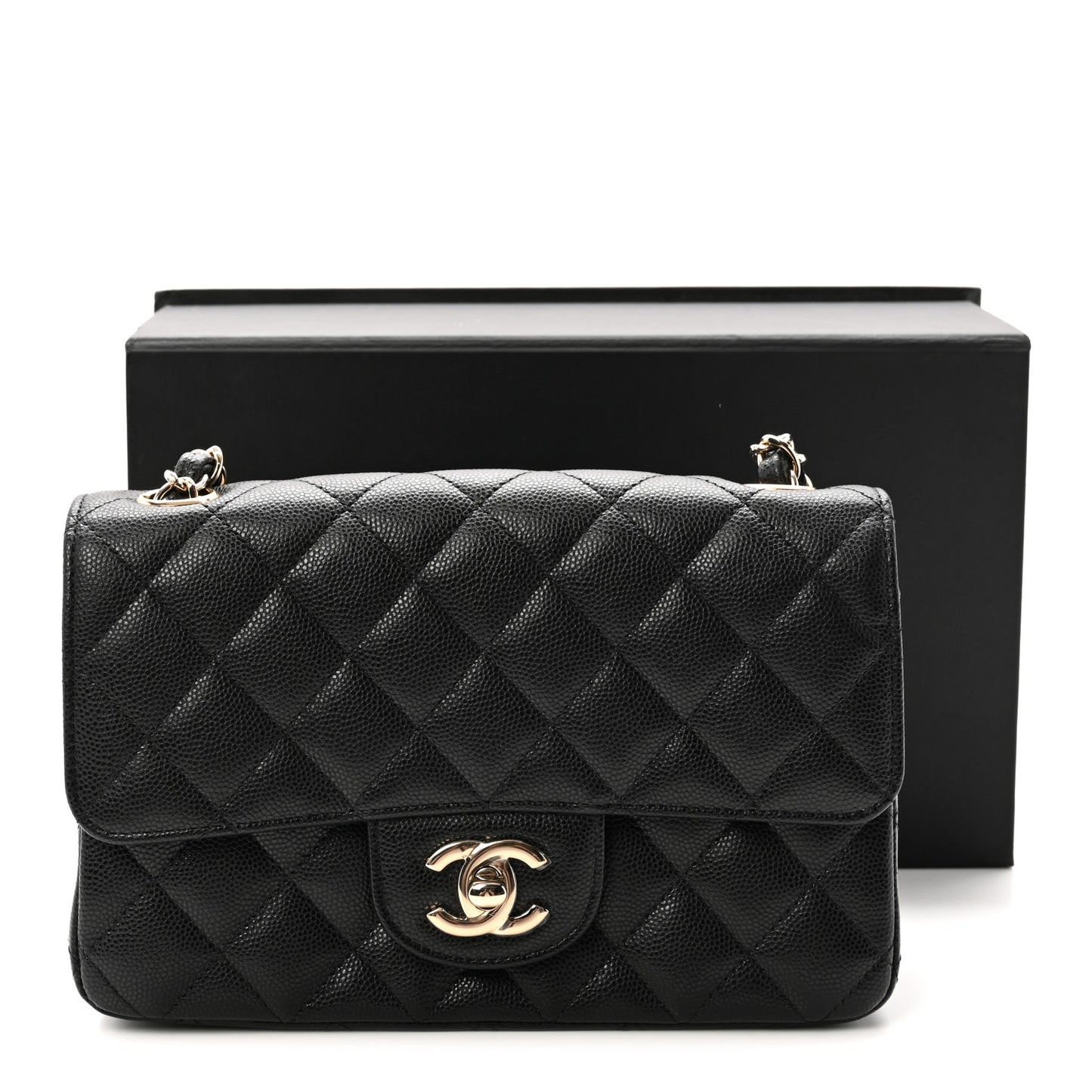 Caviar Quilted Mini Rectangular Flap Black