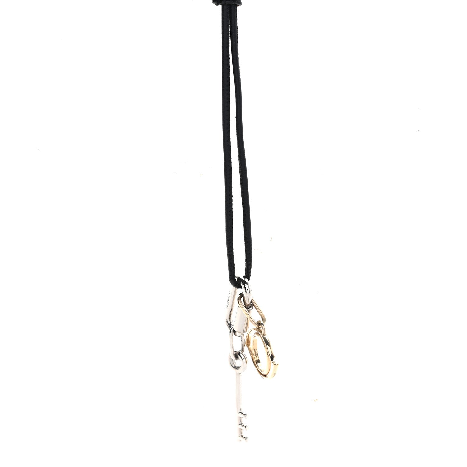 Hermes Lizard Palladium Permabrass Curiosite Pendant Necklace Black 1 of 6