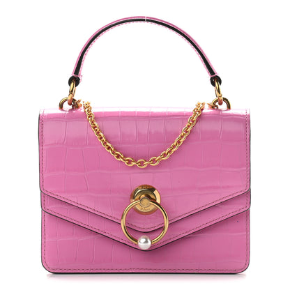 Mulberry Calfskin Crocodile Embossed Small Harlow Satchel Raspberry Pink 1 of 8