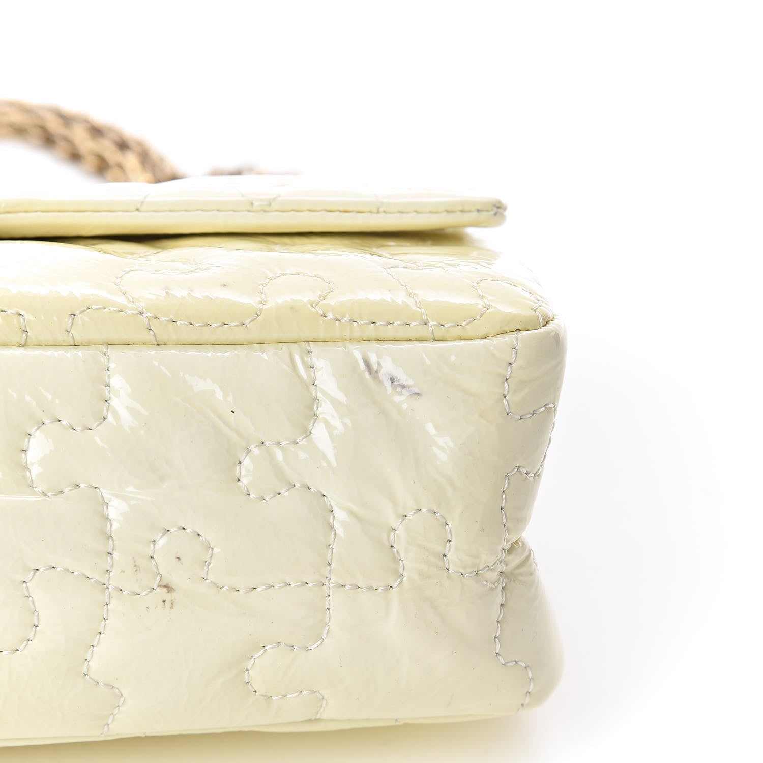 Chanel Crackled Patent Calfskin Puzzle 2.55 Reissue East West Flap White 16 of 17