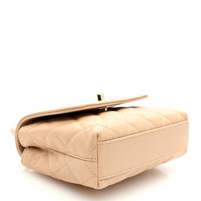 Chanel Caviar Quilted Coco Handle Clutch With Chain Beige 4 of 10