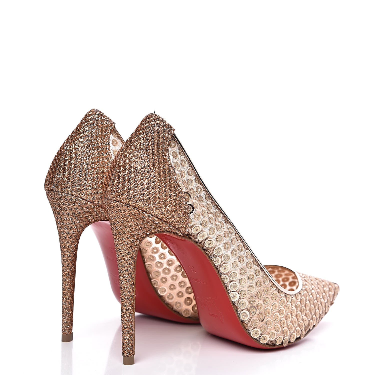 Christian Louboutin Lace Paill Cabaret Rete 554 100 Pumps 35 Version Nude 4 of 8