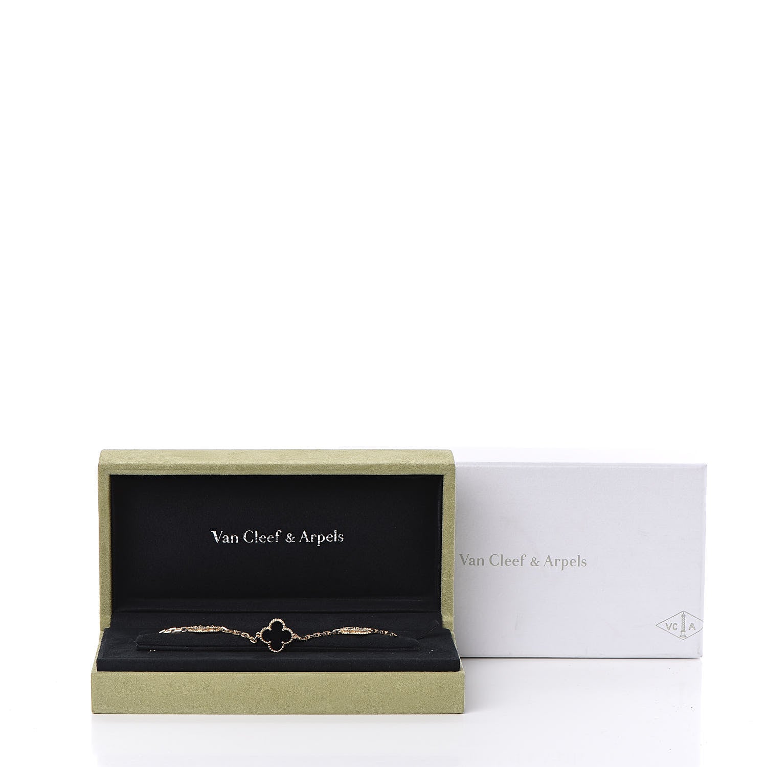 Van Cleef & Arpels 18K Yellow Gold Black Onyx 5 Motifs Vintage Alhambra Bracelet 6 of 6