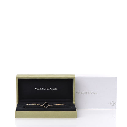 Van Cleef & Arpels 18K Yellow Gold Black Onyx 5 Motifs Vintage Alhambra Bracelet 6 of 6