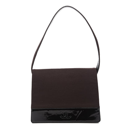 Chanel Patent Jersey Flap Shoulder Bag Dark Brown 1 of 13