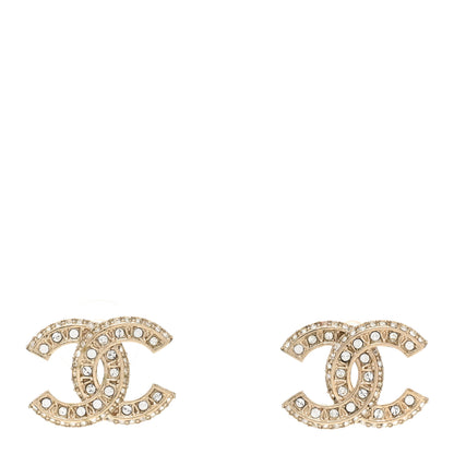 Chanel Crystal Timeless CC Earrings Light Gold 1 of 5
