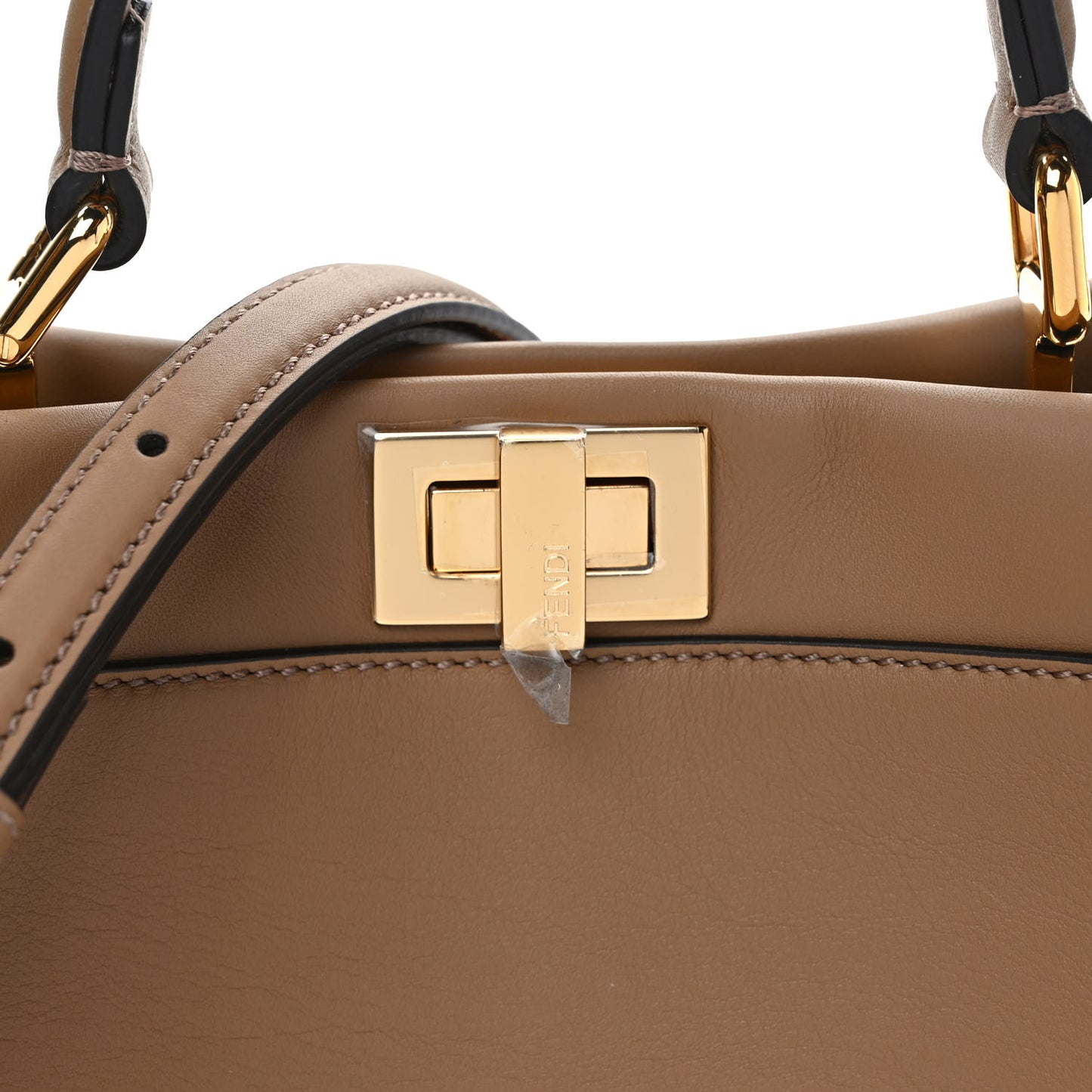 Vitello Seta Fabric Jacquard FF 1974 Mini Peekaboo Iconic Satchel Sand Tabacco Moro