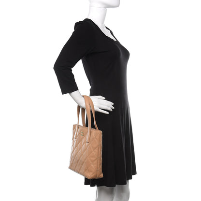 Chanel Calfskin Contrast Stitch Surpique Tote Beige 2 of 13