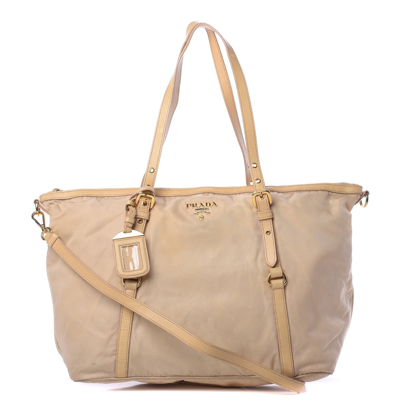 Tessuto Nylon Nappa Shoulder Bag Beige