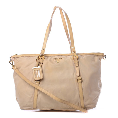 Prada Tessuto Nylon Nappa Shoulder Bag Beige 1 of 18