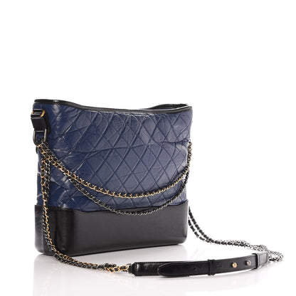 Chanel Aged Calfskin Quilted Large Gabrielle Hobo Navy Black 3 of 8