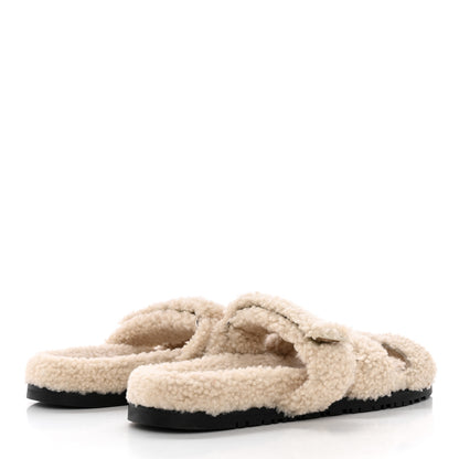 Hermes Woolskin Womens Chypre Sandals 40.5 Ecru 4 of 7