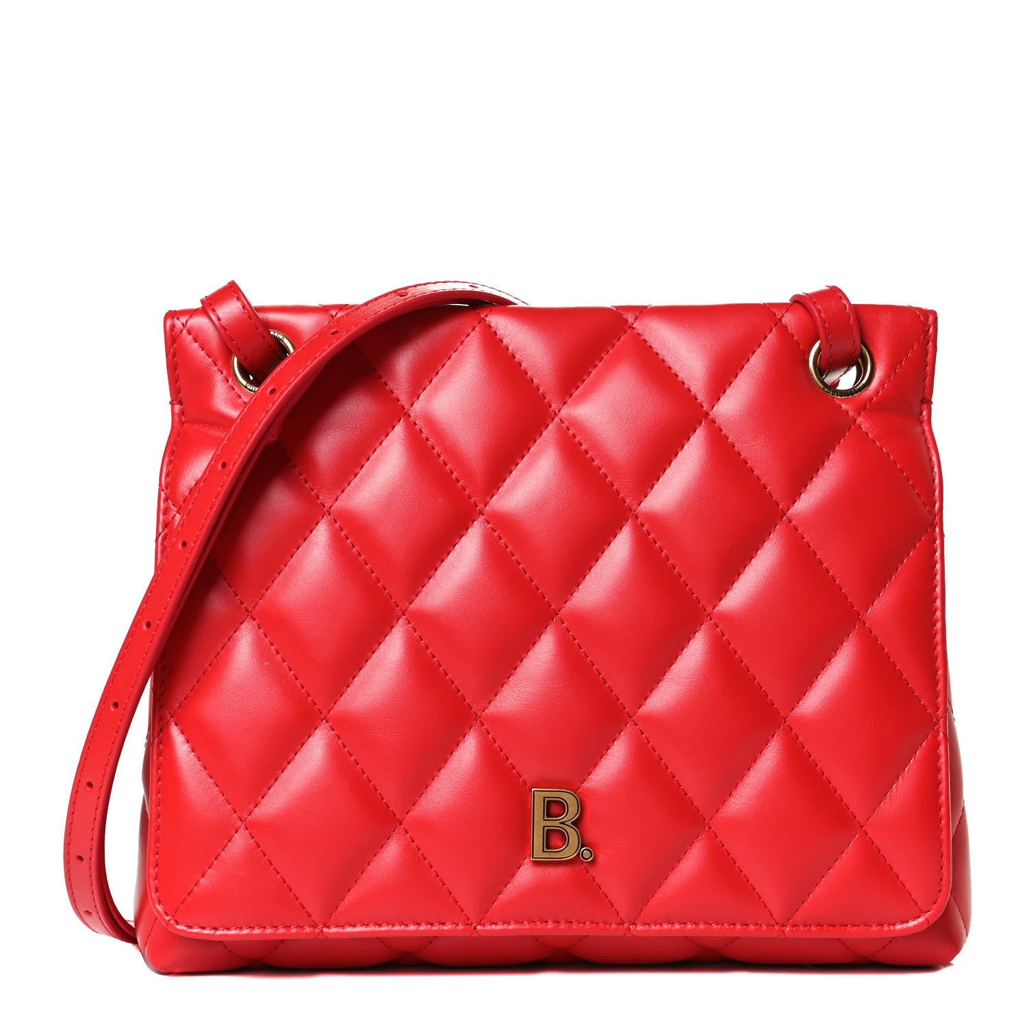 Balenciaga Nappa Calfskin Quilted Medium Touch B Shoulder Bag Bright Red 1 of 14