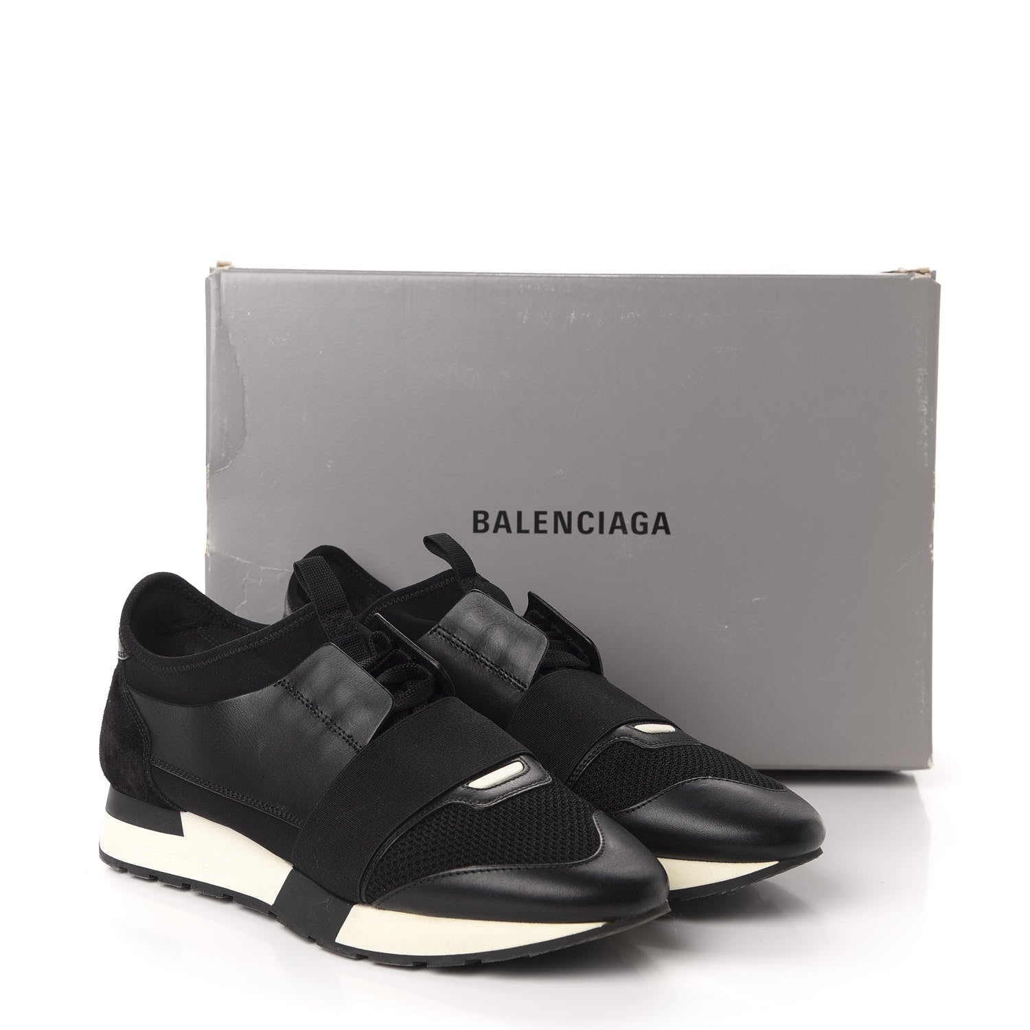 Balenciaga Mesh Calfskin Neoprene Suede Womens Race Runner Sneakers 40 Black 15 of 15