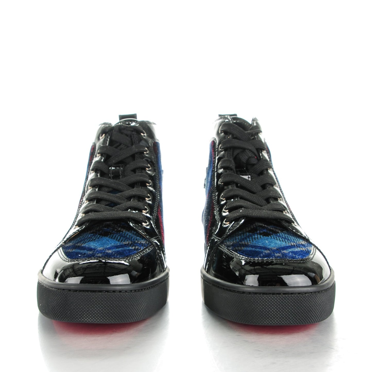Patent Rantus Tartan Velvet Mens Hightop Sneakers 46.5 Black Blue Khol