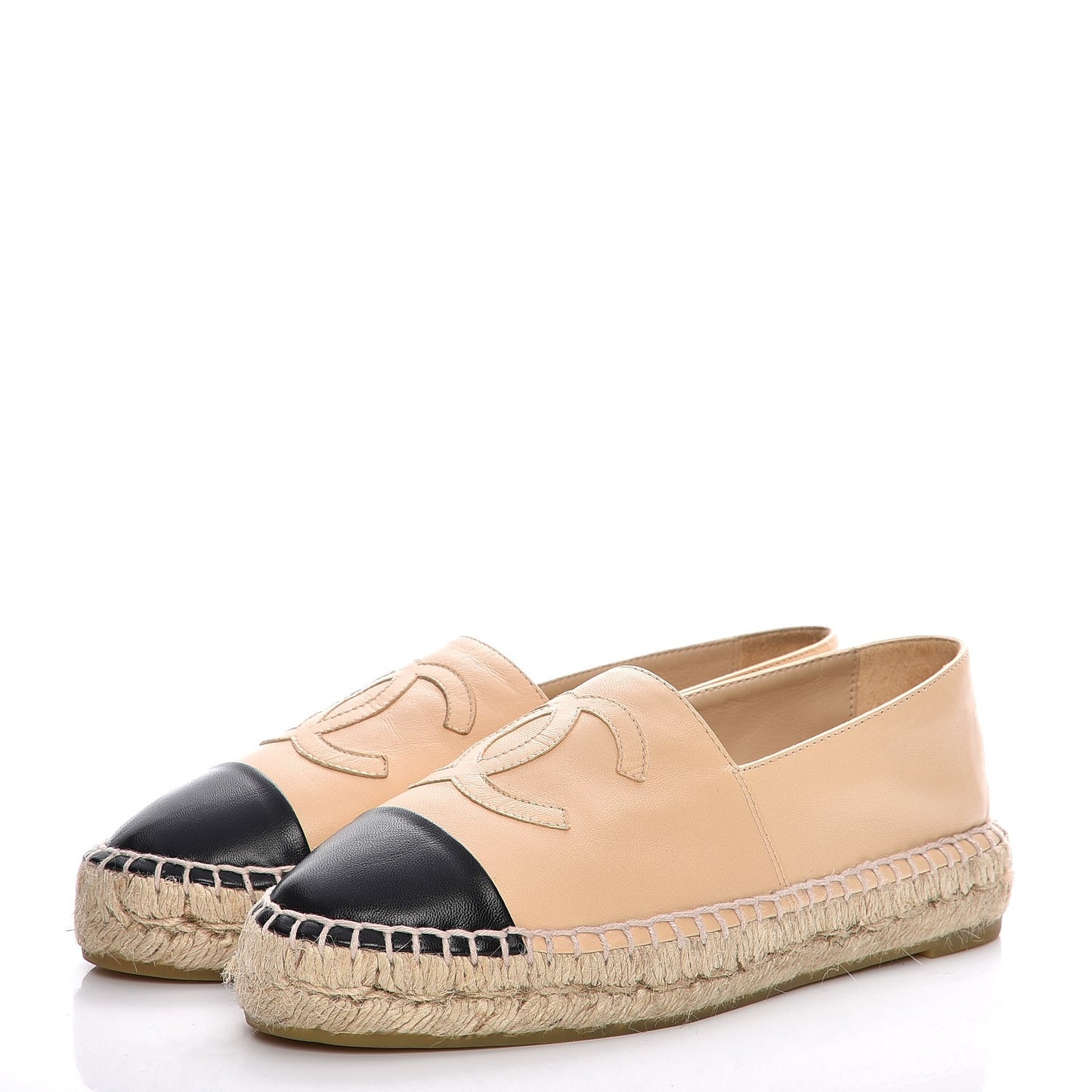 Lambskin CC Espadrilles 35 Beige Black