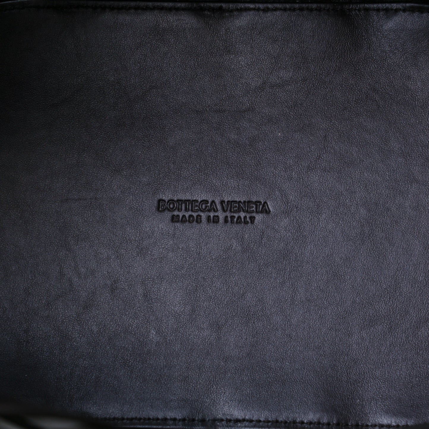 Calfskin V Woven Drawstring Tote Dark Brown
