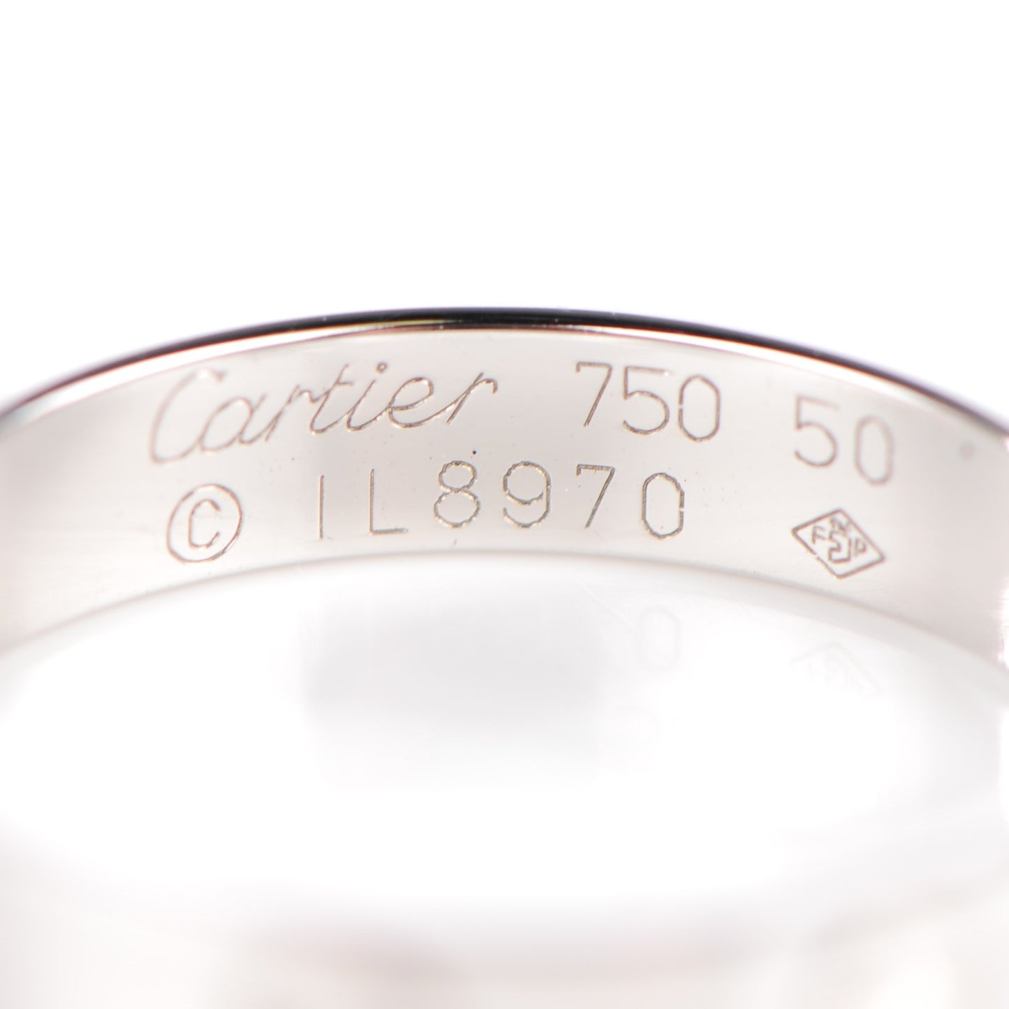 18K White Gold 4mm LOVE Wedding Band Ring 50 5.25