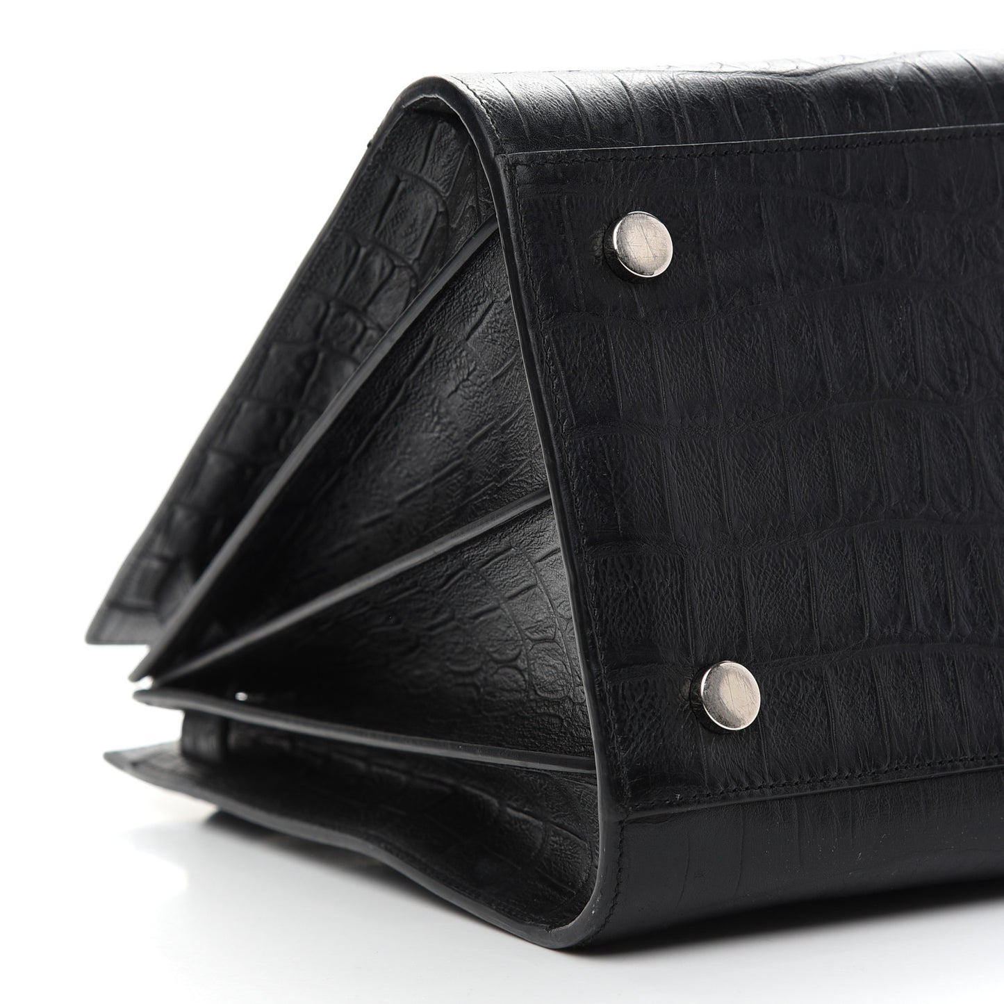 Calfskin Crocodile Embossed Large Sac De Jour Carryall Black