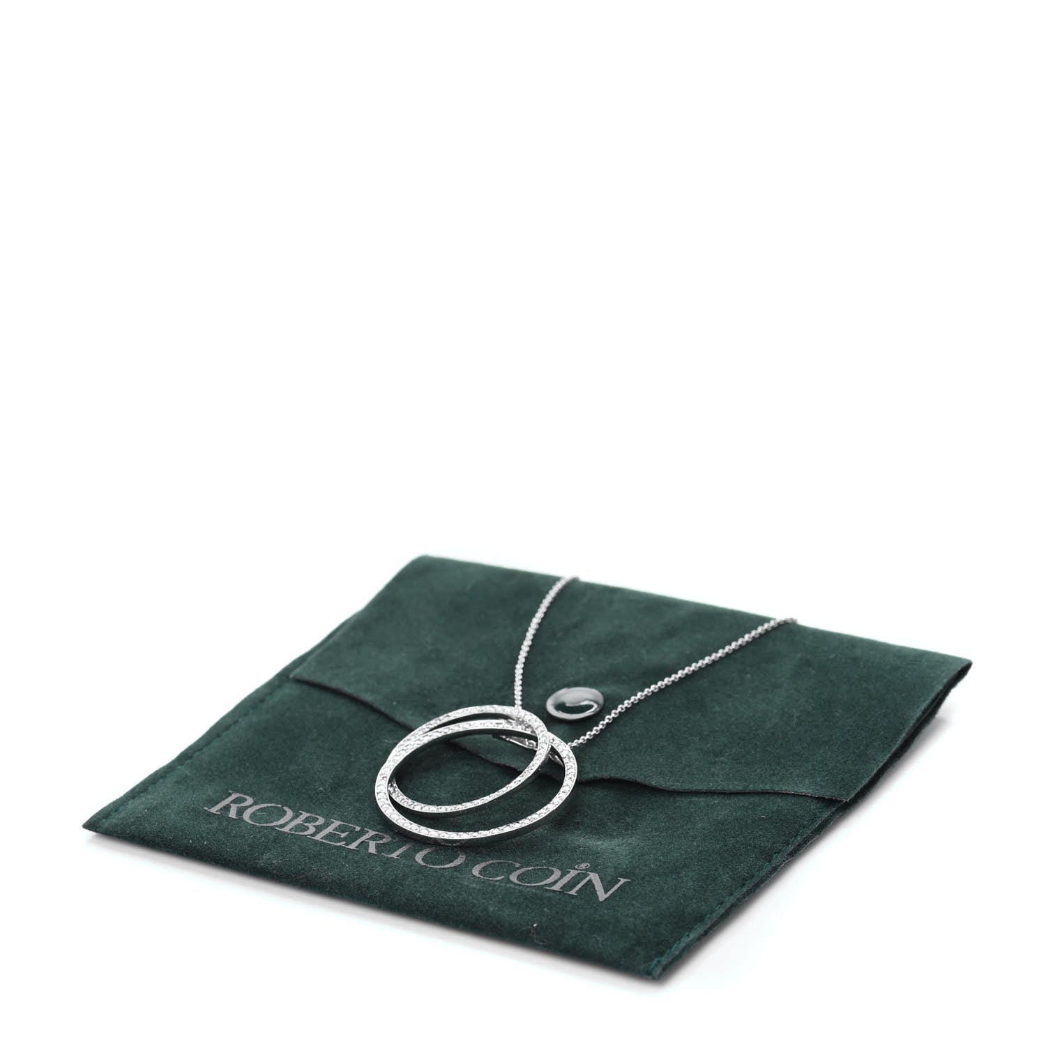 Roberto Coin 18K White Gold Diamond Interlocking Circles Necklace 6 of 6