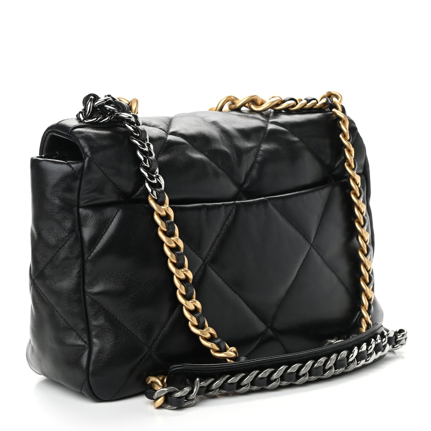 Lambskin Quilted Large Chanel 19 Flap Black