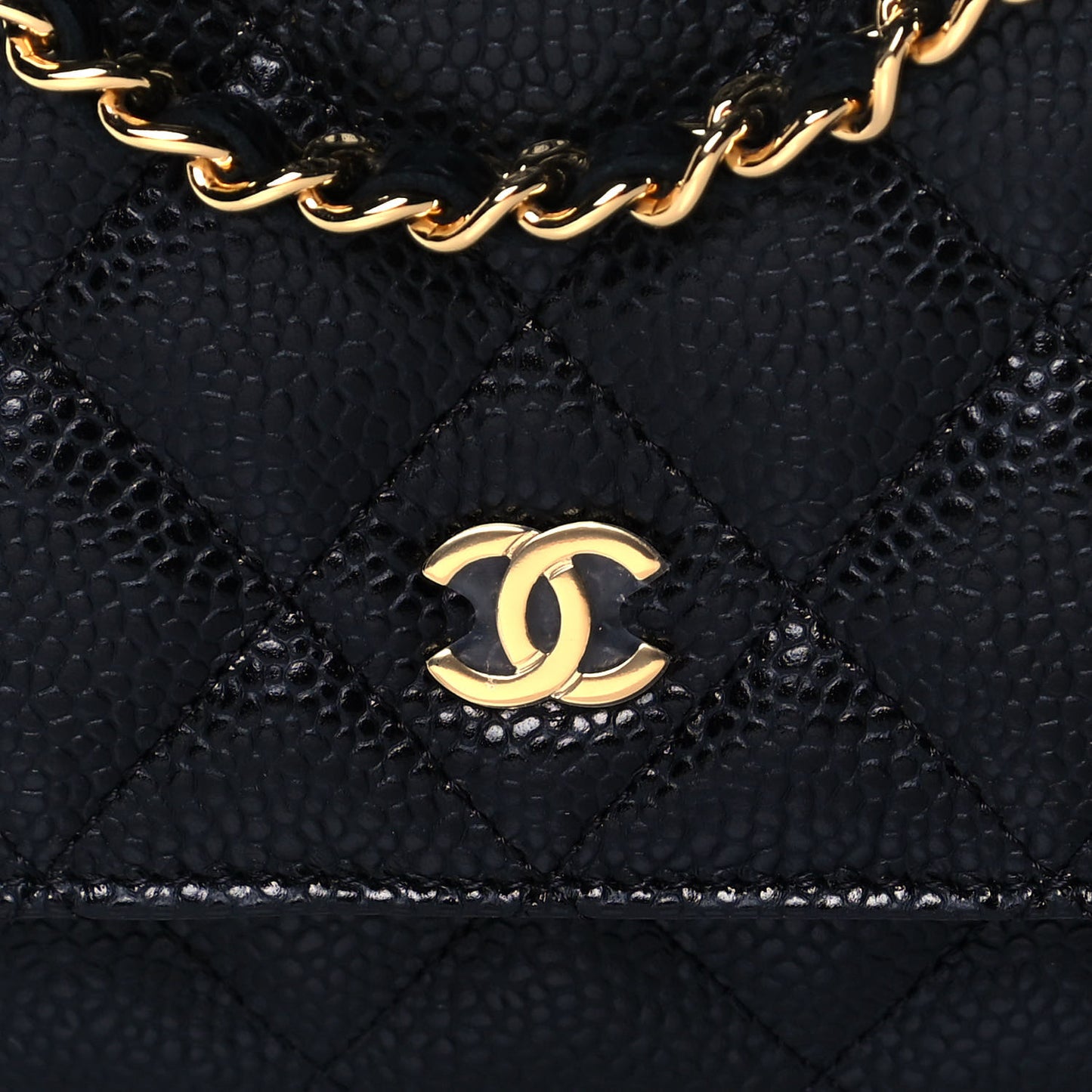 Caviar Quilted Wallet On Chain WOC Black
