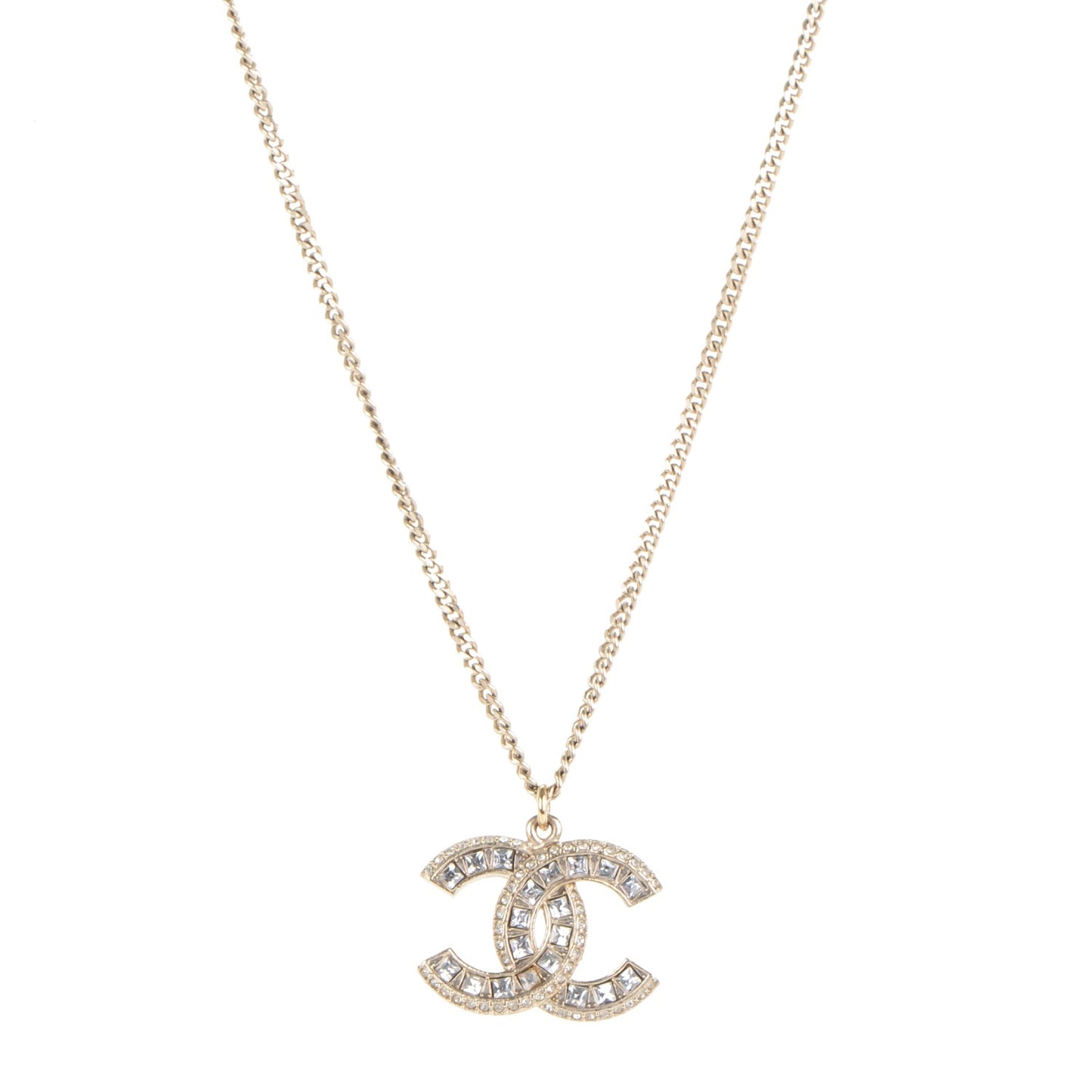 Baguette Crystal CC Necklace Gold
