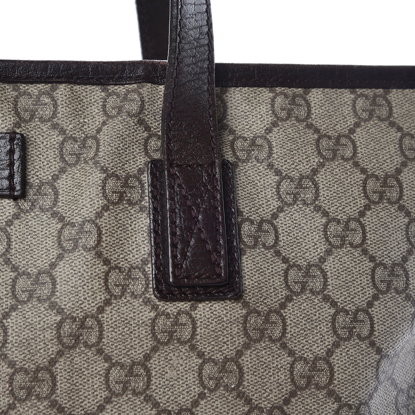 GG Supreme Monogram Medium Zippered Shopping Tote Dark Brown