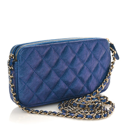 Chanel Iridescent Caviar Quilted Clutch With Chain Dark Blue 3 of 9