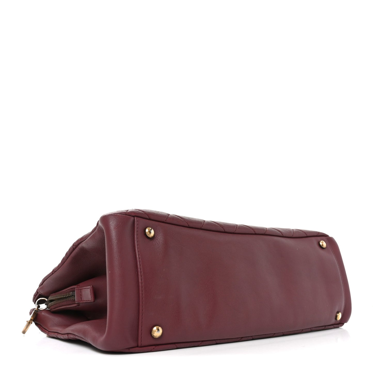 Calfskin Quilted Small CC Crown Tote Burgundy