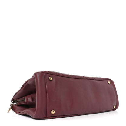 Chanel Calfskin Quilted Small CC Crown Tote Burgundy 4 of 10