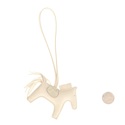 Hermes Milo Lambskin Matte Alligator Touch Grigri Rodeo Horse Bag Charm PM Craie Nata Beton 2 of 5