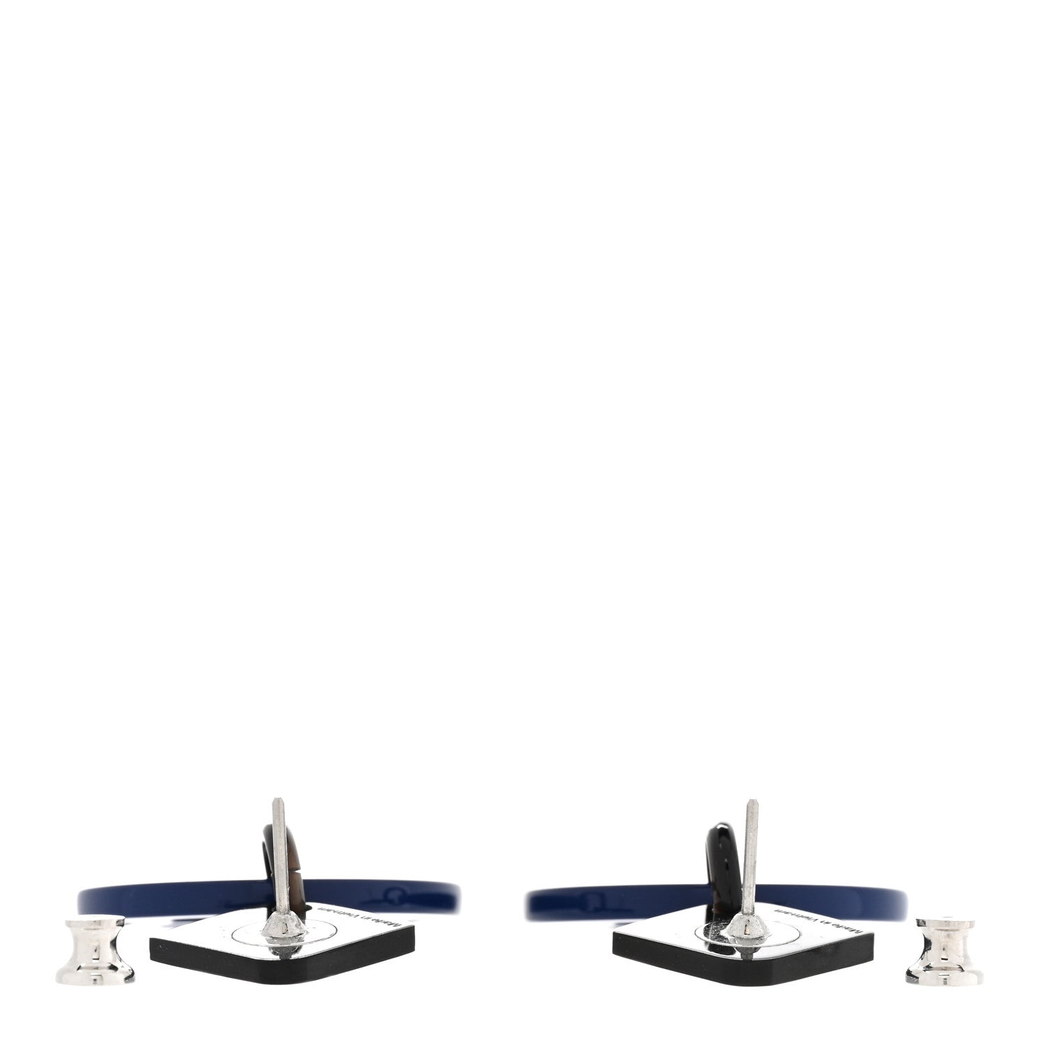 Hermes Buffalo Horn Lacquer Hava Earrings Black Blue 3 of 5