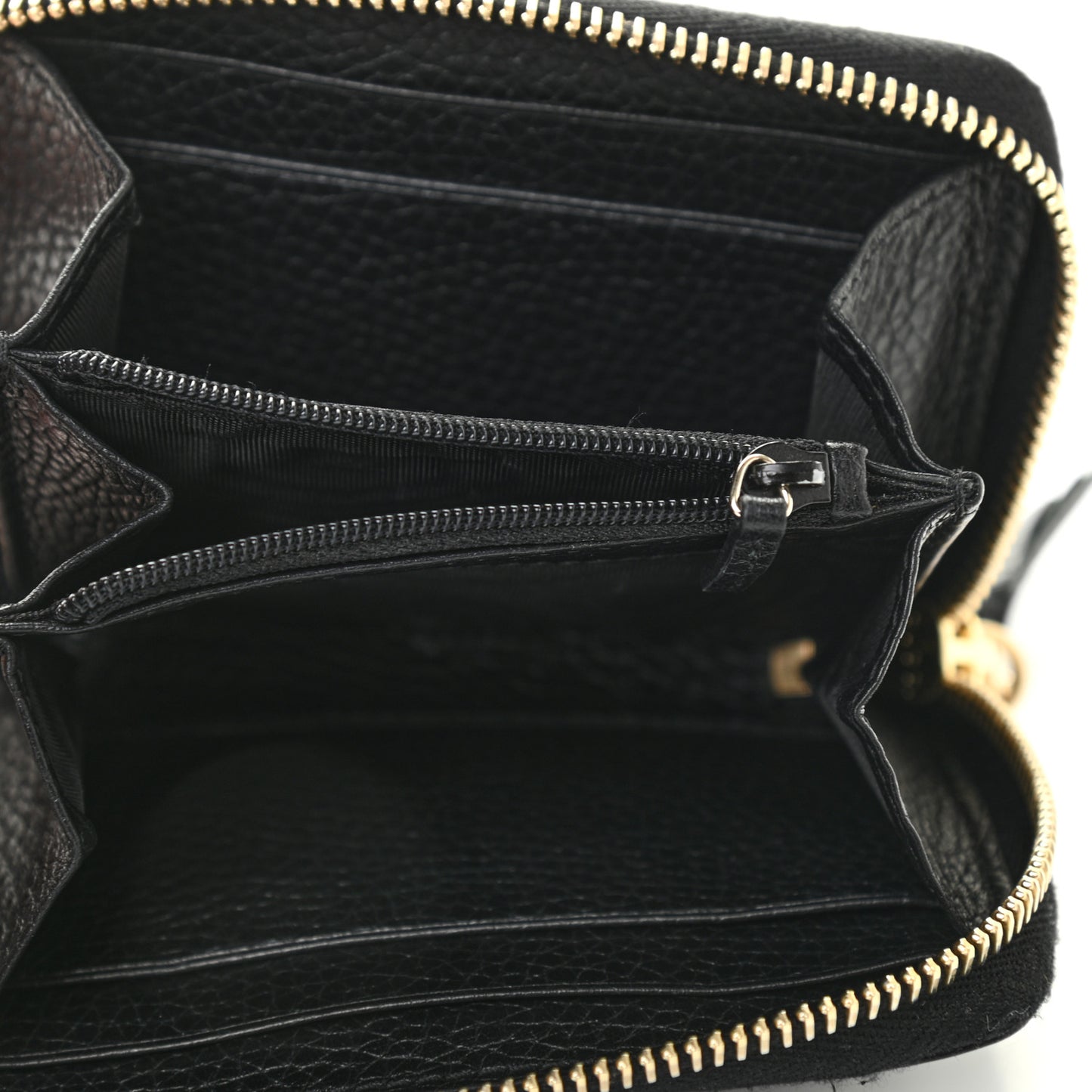 Pebbled Calfskin Small Soho Zip Around Wallet Black